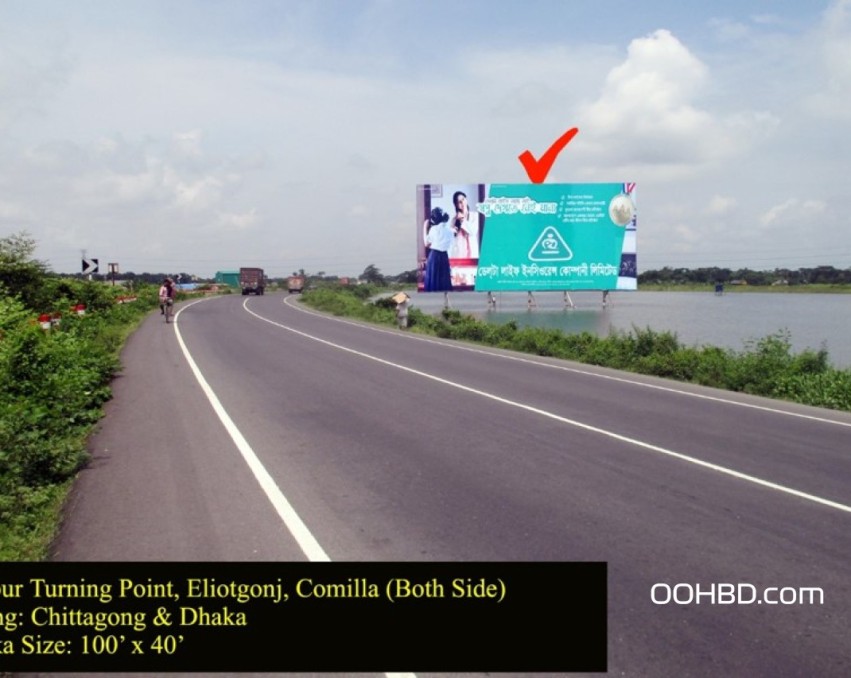 Billboard at Raypur Turning Point, Eliotgonj